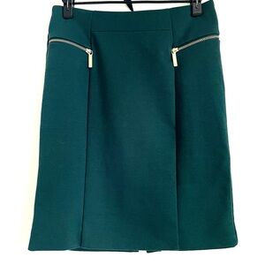 Michael Kors Exposed Zip Knit Pencil Mini Skirt In Pine Green Size 6 EUC